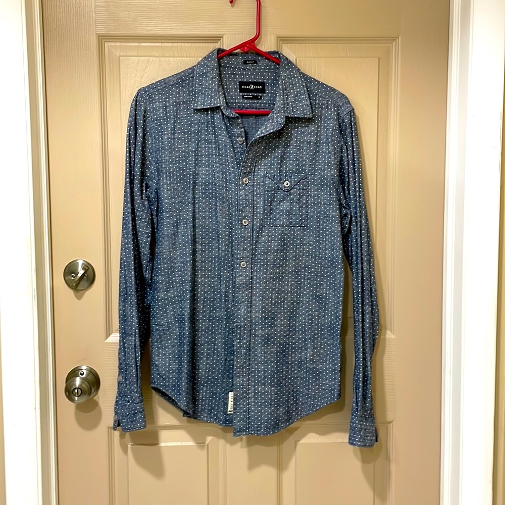 Mark Ecko Cut & Sew slim fit men’s button-down long sleeve - SZ S. Pink 1